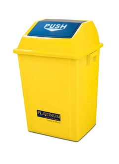 Generic Swing-Lid Trash Bin | Glossy Plastic Finish | Versatile For Home & Communal Spaces | Yellow | 40 Liters 