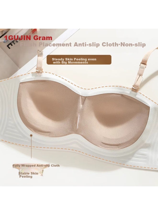 Gujin Strapless Anti-slip Liquid Foundation Bra Push-up Bralette With Half Fixed Cup And Backless Design For Small Busts - Image 4