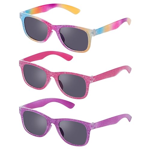 obmwang 3 Pack Kids Sunglasses Girls Princess Glitter Sunglasses for Toddler Girls Cute Glasses UV 400 Protection - Image 1