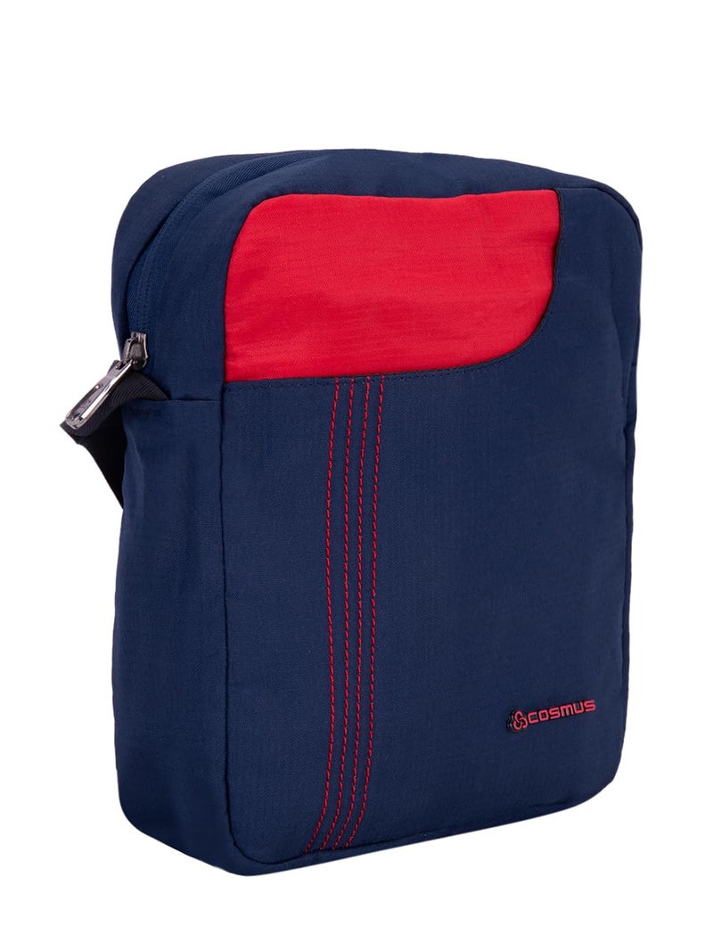 COSMUS Stitchwell Cross Body Sling Bag - Shoulder Side Bag - Multipurpose - 10 Inch Tablet/Ipad Sling Bag (Navy Blue & Red, Men) - Image 2
