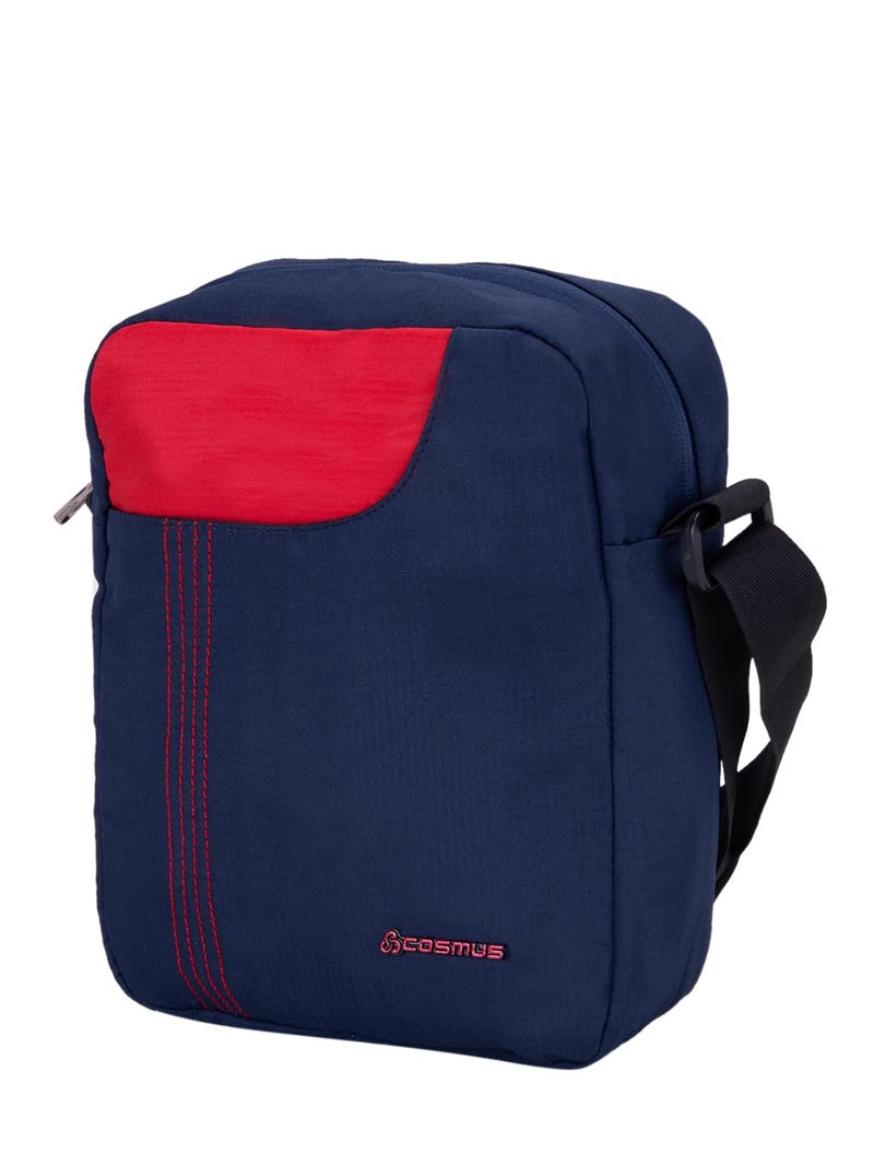 COSMUS Stitchwell Cross Body Sling Bag - Shoulder Side Bag - Multipurpose - 10 Inch Tablet/Ipad Sling Bag (Navy Blue & Red, Men) - Image 3