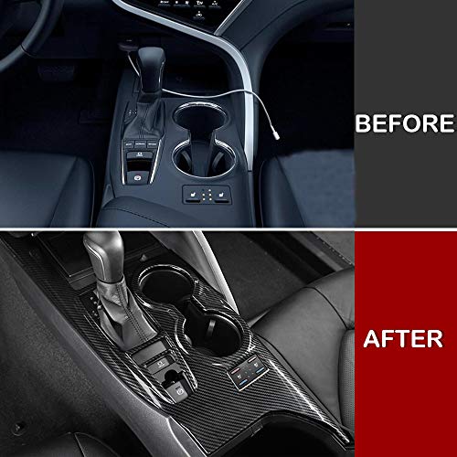 Kadore Front Cup Holder Center Console Knob Cover Trim for Toyota Camry XSE XLE 2018-2022 2023 2024 Carbon Fiber Style LHD 1pc (with Seat Heater Location) - Image 5