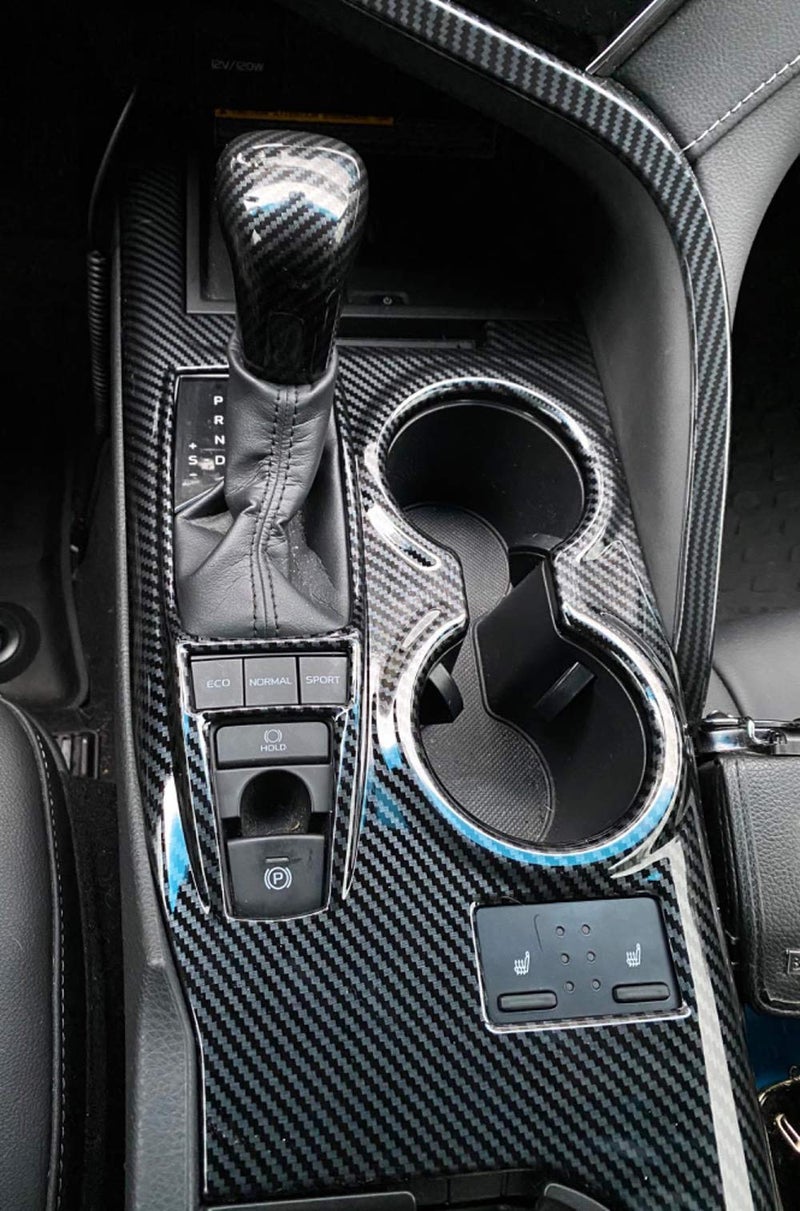 Kadore Front Cup Holder Center Console Knob Cover Trim for Toyota Camry XSE XLE 2018-2022 2023 2024 Carbon Fiber Style LHD 1pc (with Seat Heater Location) - Image 4