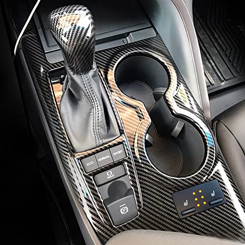 Kadore Front Cup Holder Center Console Knob Cover Trim for Toyota Camry XSE XLE 2018-2022 2023 2024 Carbon Fiber Style LHD 1pc (with Seat Heater Location) - Image 3