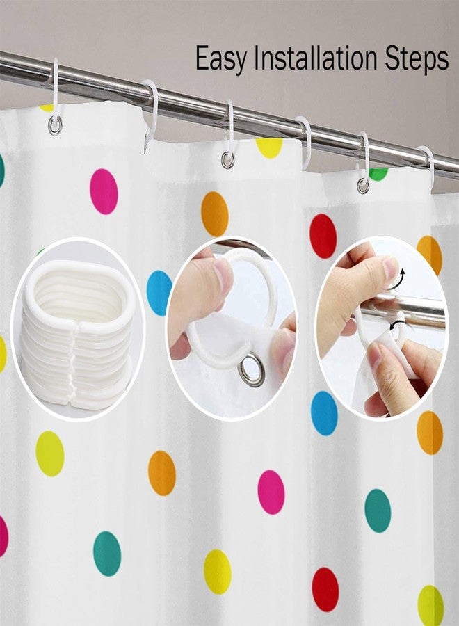 ArtSocket Shower Curtain Geometric Colorful Rainbow Polka Dot Home Bathroom Decor Polyester Fabric Waterproof 72 x 72 Inches Set with Hooks - Image 5