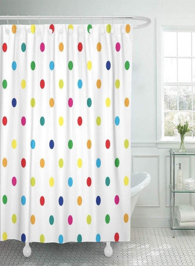 ArtSocket Shower Curtain Geometric Colorful Rainbow Polka Dot Home Bathroom Decor Polyester Fabric Waterproof 72 x 72 Inches Set with Hooks - Image 2