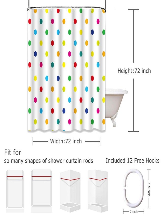 ArtSocket Shower Curtain Geometric Colorful Rainbow Polka Dot Home Bathroom Decor Polyester Fabric Waterproof 72 x 72 Inches Set with Hooks - Image 3