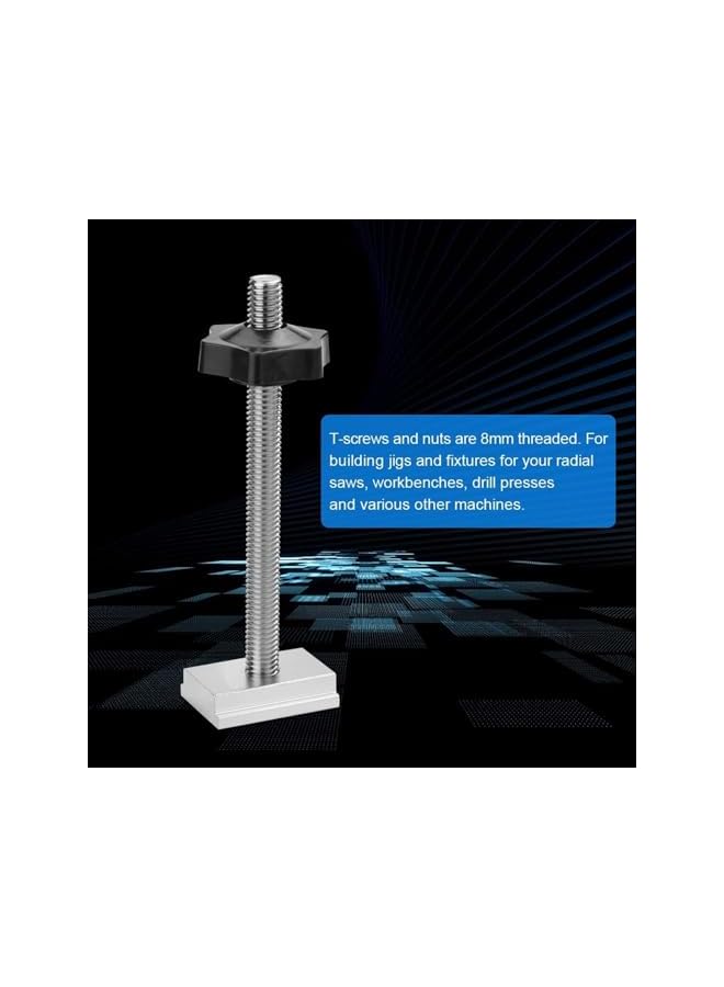 promass 18PCS T-Track Sliding Nut M8 T-Slot Bolts Aluminum Alloy Slot Fastener Set with Stainless Steel T-Slot Nut and Plastic T-Track Bolts Knobs for Woodworking Tool Workbenches Jigs and Fixt - Image 5