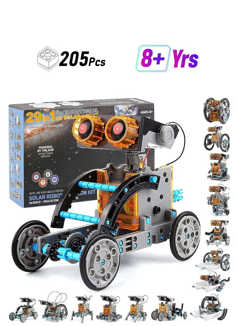 Grey 29-in-1 Solar Robot Kit - 190-Piece STEM Building Science Experiment Set, DIY Solar Powered Engineering Toy for Kids Ages 8 and Up  - Image 1