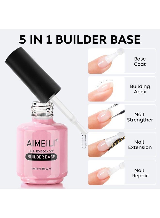 AIMEILI Soak Off Hema-Free Gel Nail Polish Cruelty Free Vegan Builder Base and No Wipe Top Set - 2 x 15ml - Image 3