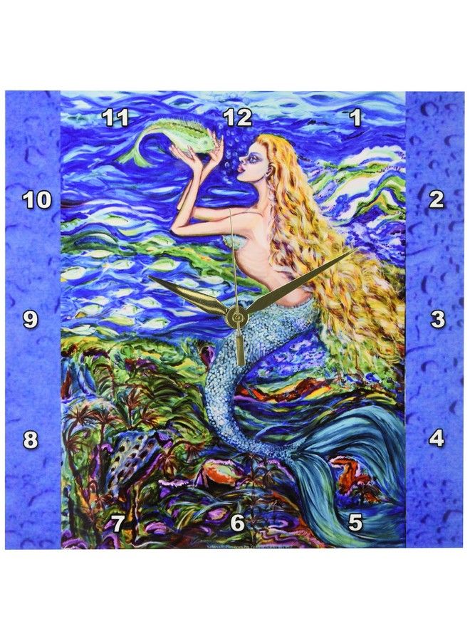 3DROSE Dpp_54922_1 This Is My Tropical Mermaid Caring For Her Pet Fish Beautiful Dream With Very Peaceful Atmosphere Wall Clock 10 By 10Inch - Image 1