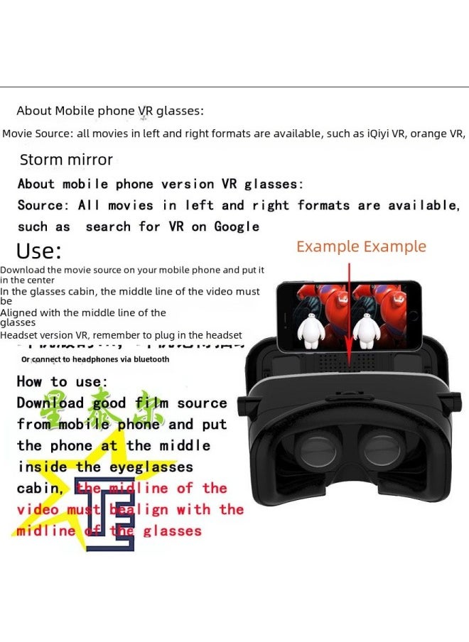 Generic - Vr Shinecon Vr Glasses Genie 6th Edition Magic Mirror G04/da 3d Mobile Virtual Reality Headset Full Scene-Color:G04A Normal Large Version + Y1 Black - Image 1