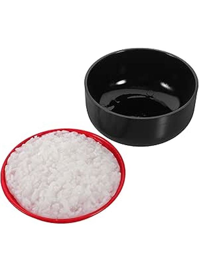 Realistic Artificial Steamed Rice In Black Bowl Kitchen Display Decor Photography Prop - Image 1