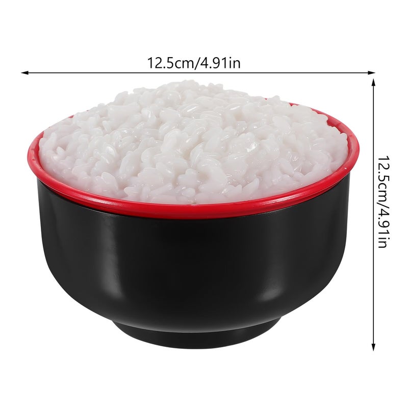 Realistic Artificial Steamed Rice In Black Bowl Kitchen Display Decor Photography Prop - Image 3