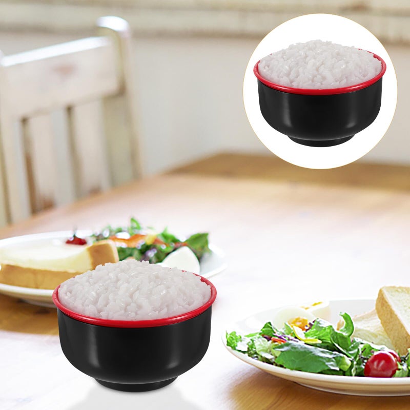 Realistic Artificial Steamed Rice In Black Bowl Kitchen Display Decor Photography Prop - Image 5