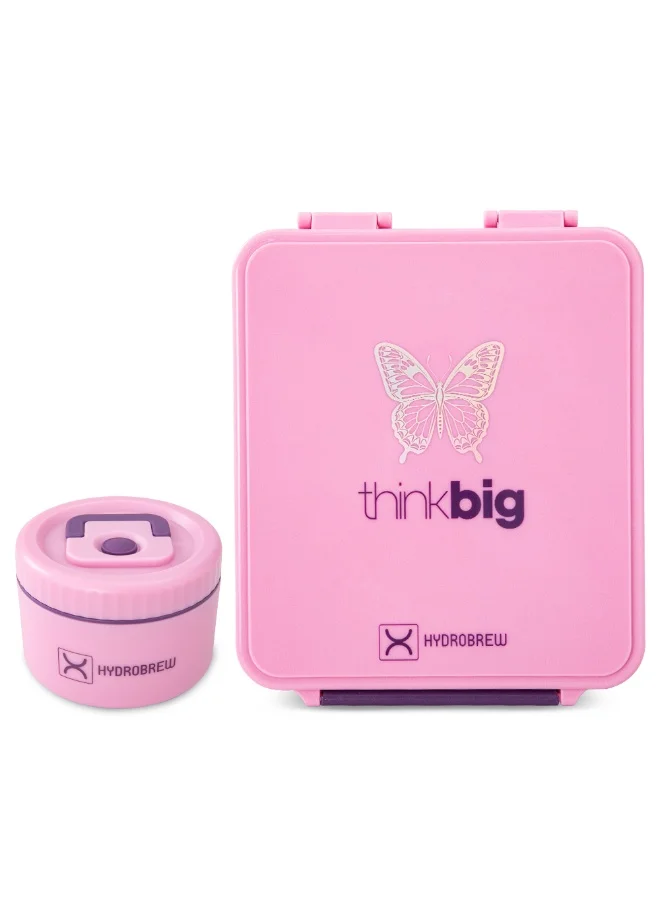 هيدروبرو Hydrobrew Personalized Bento Lunch Box w/Steel Food Jar - ThinkBig Pink