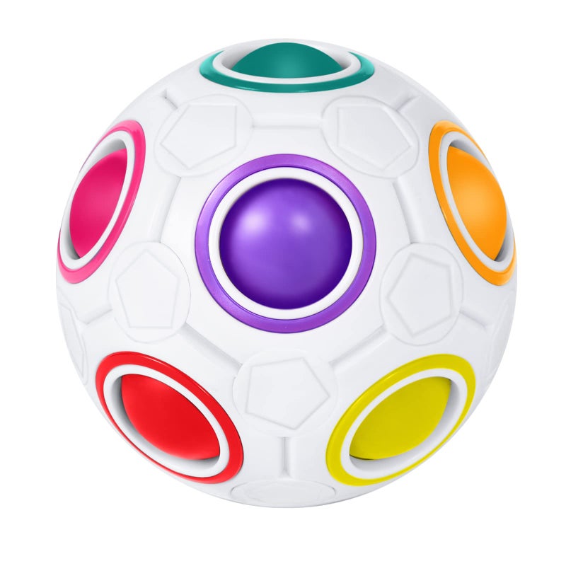 ROXENDA Magic Rainbow Puzzle Ball, Brain Teaser & Stress Ball for Kids & Adults (White) - Image 1