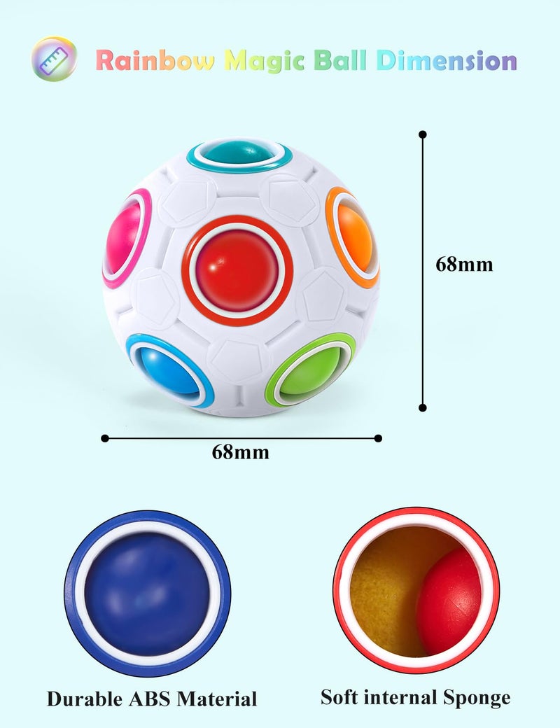 ROXENDA Magic Rainbow Puzzle Ball, Brain Teaser & Stress Ball for Kids & Adults (White) - Image 2