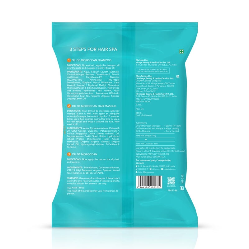 O3 Oil De Moroccan Hair Spa Kit With Argan Oil Hair Mask For All Hair Type  40gm23ml - Image 4