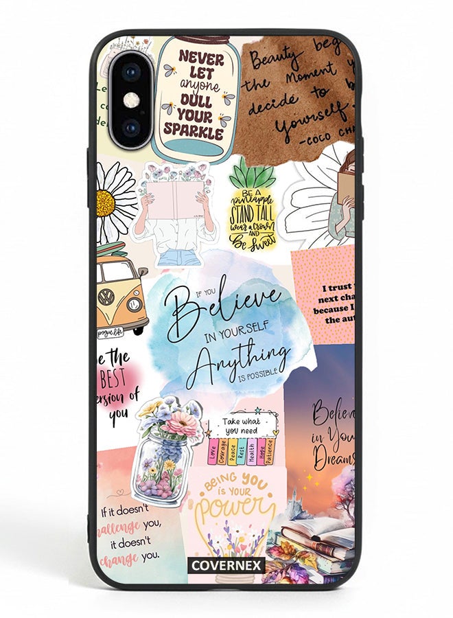 Covernex Apple iPhone Xs Protective Case Cover Printed Featuring Inspirational Themed with Floral and Travel Elements - Image 2