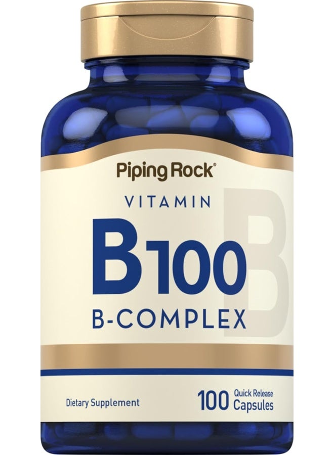 Piping Rock Vitamin B-100 Complex | 100 Capsules | Vitamins B12, B1, B2, B6 | Non-GMO, Gluten Free Supplement - Image 1