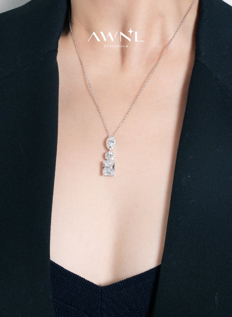AWNL Lunar Elegance Women's Necklace - Pendant with CZ Diamond and Sterling Silver, Middle East Exclusive Collection - Image 1