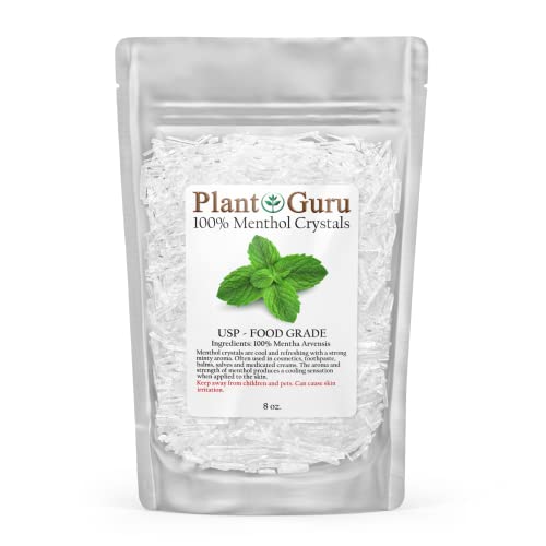 بلورات المنثول 8 أونصات من النعناع البري 100% طبيعية من فئة USP مناسبة للأغذية رائعة لمستحضرات التجميل والمراهم والبلسم والكريمات وصناعة الصابون