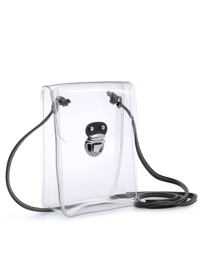 Hoxis Clear Pvc Small Crossbody Bag For Stadium Approved Womens Purse Transparent Shoulder Bag Cell Phone Pouch (Black) - Image 1