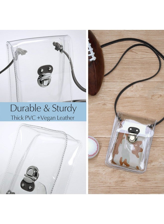 Hoxis Clear Pvc Small Crossbody Bag For Stadium Approved Womens Purse Transparent Shoulder Bag Cell Phone Pouch (Black) - Image 4