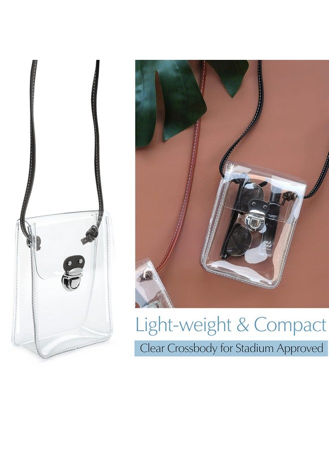 Hoxis Clear Pvc Small Crossbody Bag For Stadium Approved Womens Purse Transparent Shoulder Bag Cell Phone Pouch (Black) - Image 2