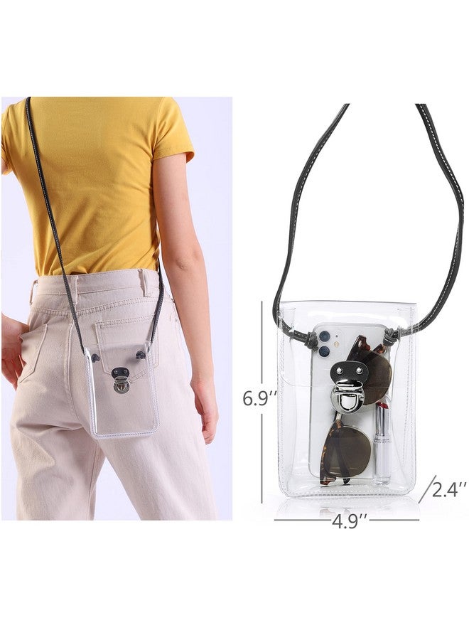 Hoxis Clear Pvc Small Crossbody Bag For Stadium Approved Womens Purse Transparent Shoulder Bag Cell Phone Pouch (Black) - Image 3