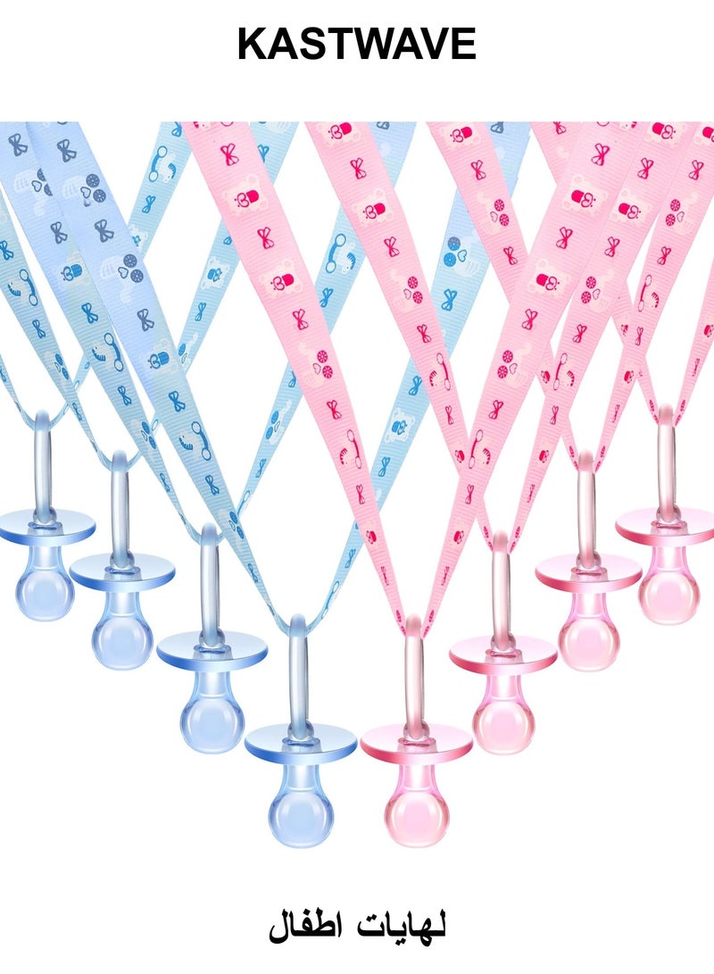 KASTWAVE Baby Gender Reveal Supplies, 24 Pcs Baby Pacifiers Necklace, Acrylic Baby Pacifier Party Favors, Baby Shower Cute Baby Shower Decorations Charms Table Scatter (Pink, Blue) - Image 1