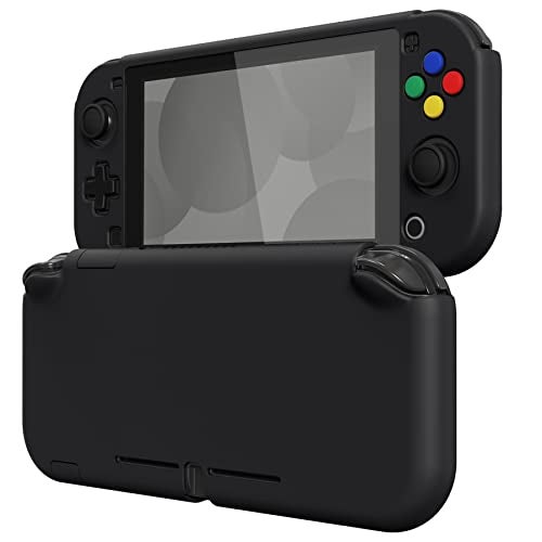 eXtremeRate PlayVital Black Protective Grip Case for Nintendo Switch Lite, Hard Cover Protector for Nintendo Switch Lite - Screen Protector & Thumb Grips & Buttons Caps Stickers Included - Image 1