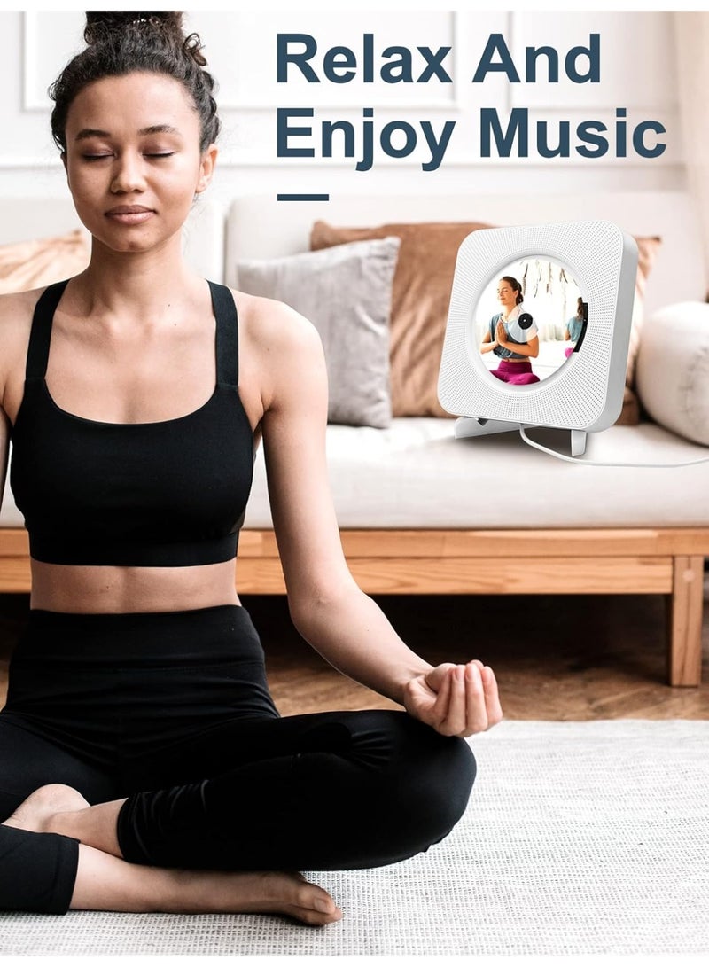 Portable Wall Mounted CD Player with Bluetooth, Homlab Mountable CD Music Player Built-in HiFi Speakers, Home Audio Boombox with Remote Control, FM Radio, LCD Display, Headphone Jack AUX USB TF Input - Image 5