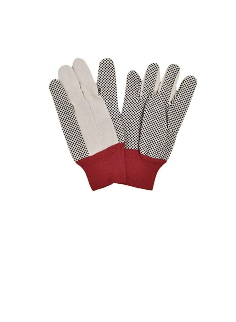 Drill Doted Cotton Gloves Knitted Glove Safety Dotted Grip Free Size 8OZ (12 Pair) - Image 3