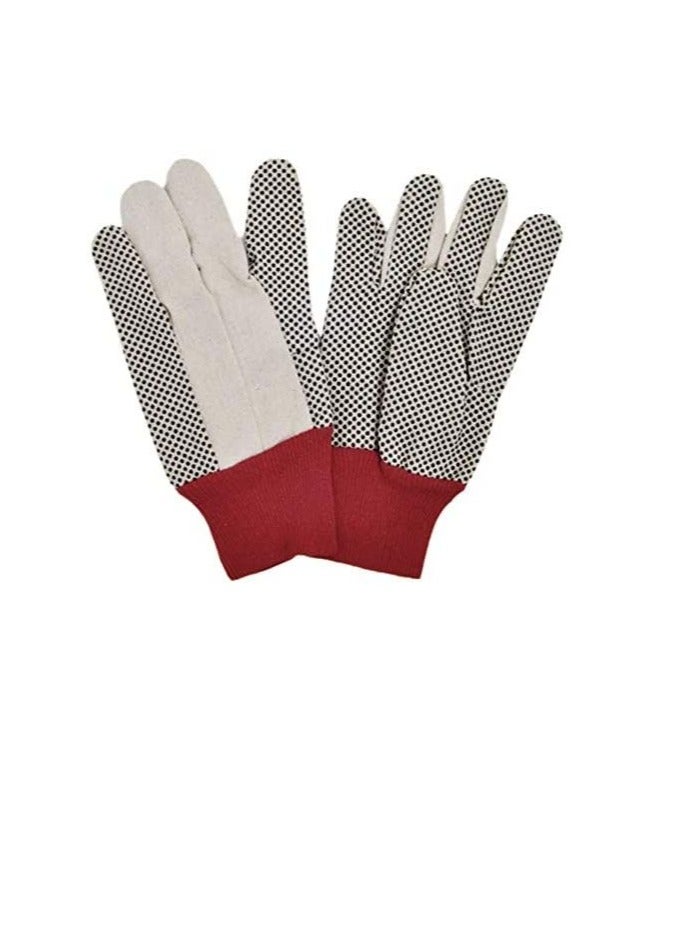Drill Doted Cotton Gloves Knitted Glove Safety Dotted Grip Free Size 8OZ (12 Pair) - Image 2