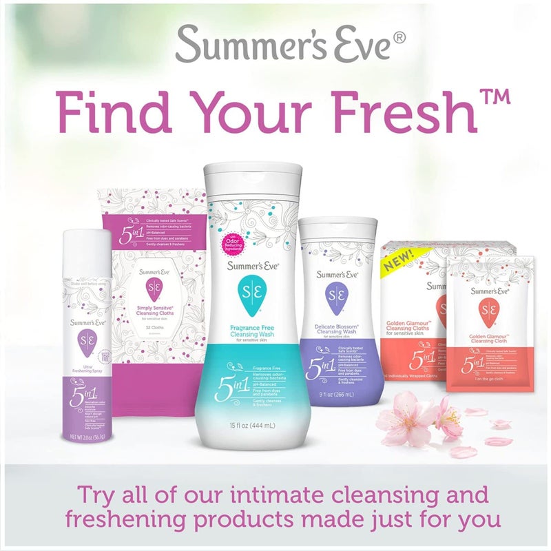Summer's Eve Blissful Escape Feminine Wipes, Gentle pH-Balanced Formula Helps Control Vaginal Odor, Resealable Pack, 32 Wipes, Pack of 4 - Image 4