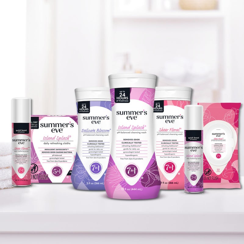 Summer's Eve Blissful Escape Feminine Wipes, Gentle pH-Balanced Formula Helps Control Vaginal Odor, Resealable Pack, 32 Wipes, Pack of 4 - Image 2