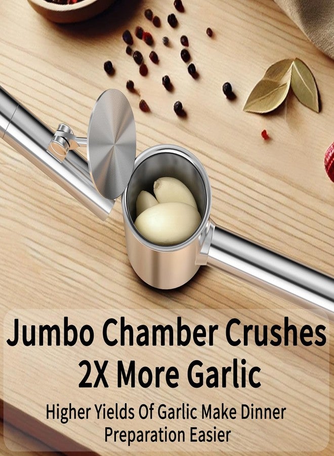 BMCASEQP 5-in-1 Stainless Steel Garlic Press Set with Jumbo Chamber & Mincer - Heavy Duty Rustproof Garlic Crusher with Ergonomic Handle, Dishwasher Safe, Easy Squeeze Design for Ginger, Nuts, Herbs - Image 2