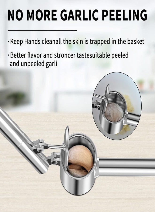 BMCASEQP 5-in-1 Stainless Steel Garlic Press Set with Jumbo Chamber & Mincer - Heavy Duty Rustproof Garlic Crusher with Ergonomic Handle, Dishwasher Safe, Easy Squeeze Design for Ginger, Nuts, Herbs - Image 3
