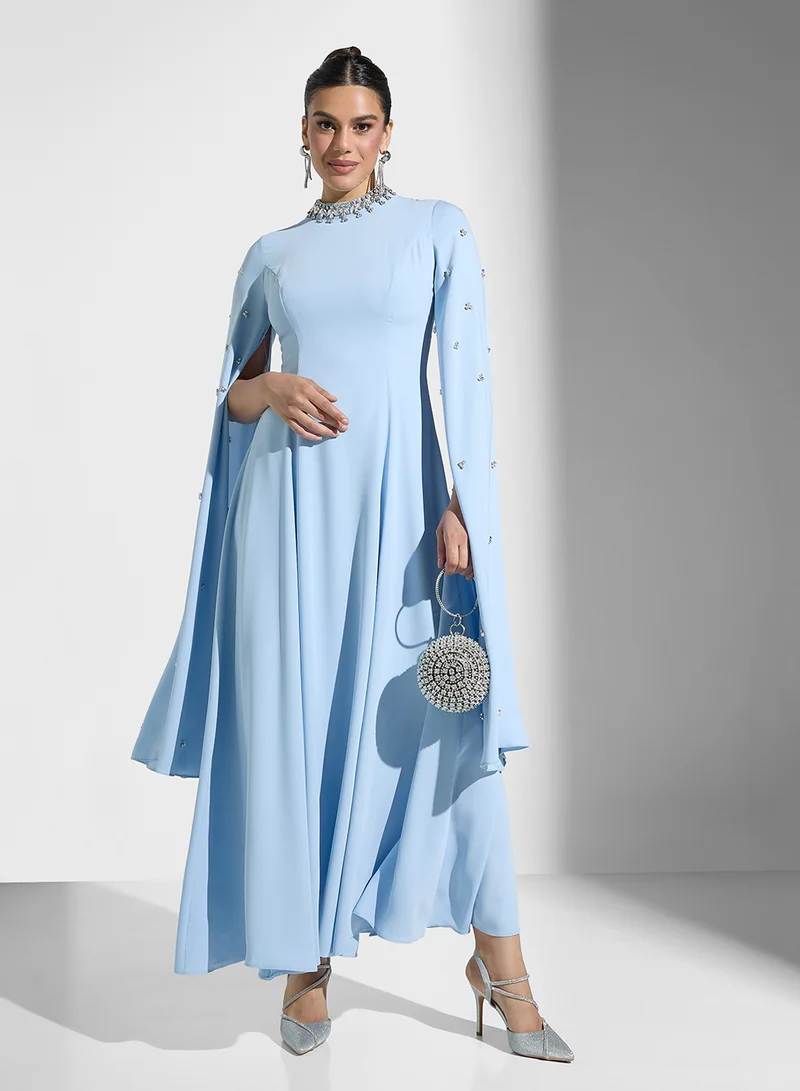Akadia Fashion Embellished neck A-line dress