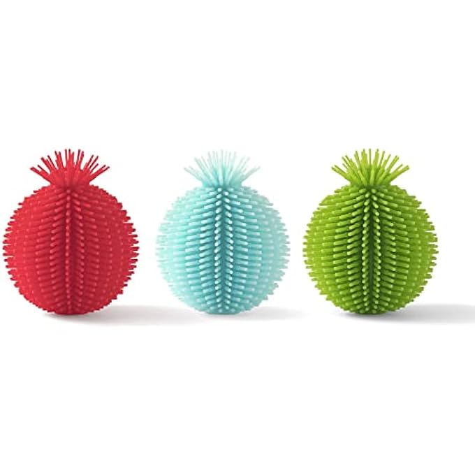 Spike Silicone Fidget Sensory Balls Stress Relief Anti-Anxiety Toys for School, Home & Work - 3 Pack Multicolor Set - Image 1