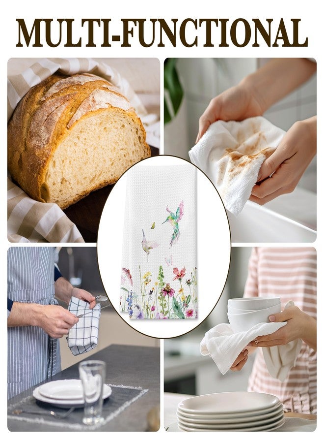 DETIHO Kitchen Towels Set of 2, Soft & Absorbent Dish Towels for Kitchen, Decorative Floral Dish Cloths for Drying Dishes, Hummingbird Gifts for Women, Reusable & Quick-Dry Towels（B09 - Image 3