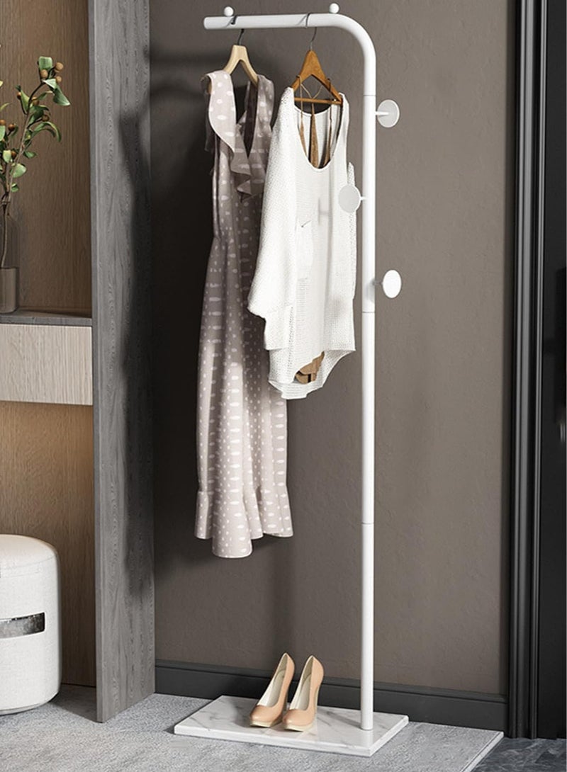 AUTOYSUR Metal Coat Rack Freestanding, Coat Stand With 3 Hooks,White Clothing Rack with Natural Marble Base, Modern Clothes Rack for Entryway, Living Room,Bedroom, Office (White) - Image 1