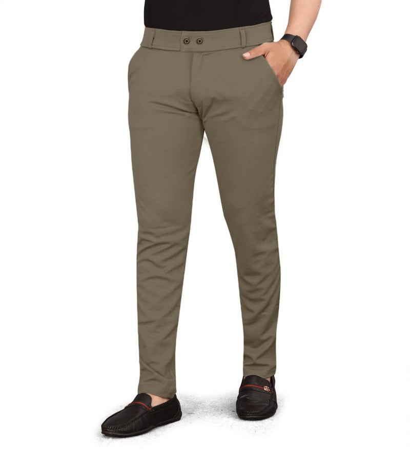 HARSHAD KUMAR & CO Men's Formal Trouser with Lycra, Plus Size (in, Numeric, 40, Regular, Khakhi) - Image 2
