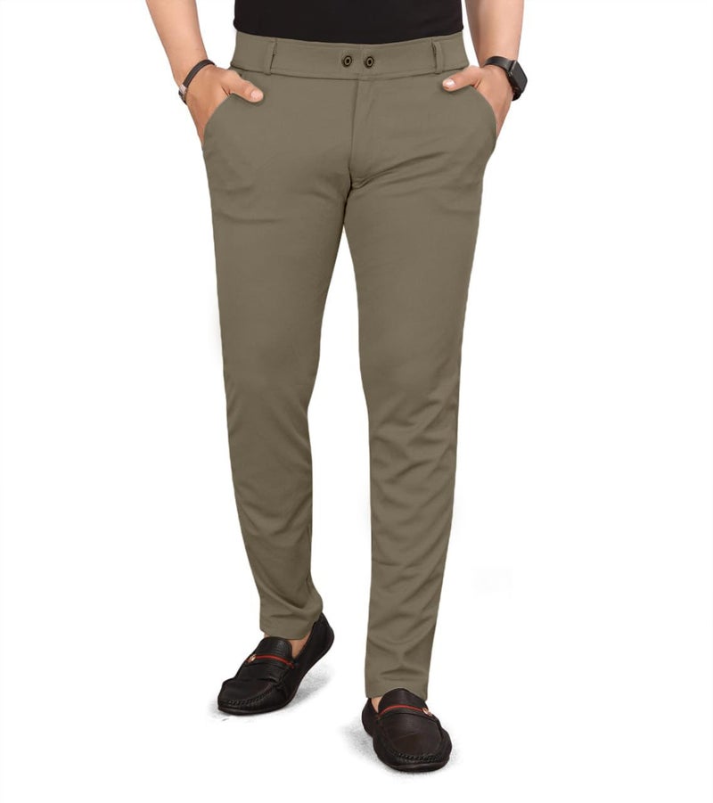 HARSHAD KUMAR & CO Men's Formal Trouser with Lycra, Plus Size (in, Numeric, 40, Regular, Khakhi) - Image 1