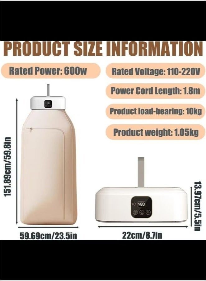 Gulf Trend Portable Clothes Dryer – Compact Foldable Electric Drying Machine with Remote Control, Dryer Bag, 1–8 Hour Timer & 2-Speed Heat Adjustment – Quiet Mini Laundry Dryer for Travel, Apartments, Dorms, RV – Space-Saving, Energy-Efficient, Easy to Use - Image 3