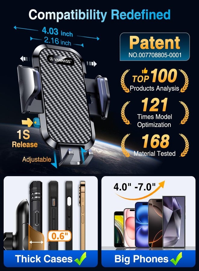 VANMASS Car Phone Holder 2025 Ultimate Military-Grade Phone Holder for Your Car Windshield Dashboard【Newest Best Strongest】 Cell Phone Car Mount with Patent & Safety Certs for iPhone Samsung Android - Image 5