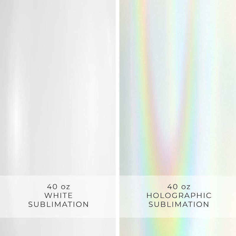 Hogg كوب هوغ 40 أونصة للتسامي - مسافر هولوغرافي، لمعان أبيض، أكواب بالجملة مع أغطية، شفاطات، مقبض قابل للإزالة - Image 2
