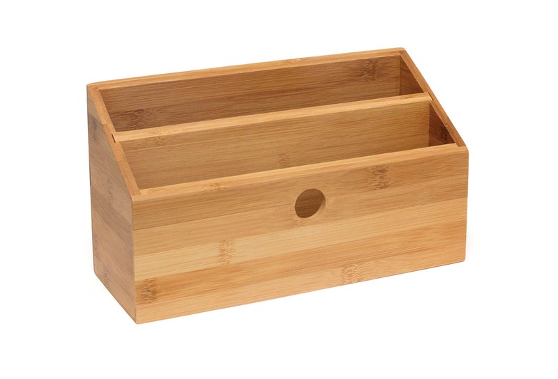 Lipper International 808 Bamboo Wood 2-Slot Office Supply Desk Organizer, 10 3/4" x 4 1/8" x 6" - Image 1